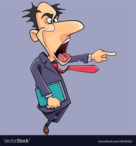 Cartoon yelling man in suit with tie Royalty Free Vector