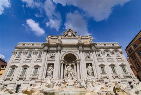 Premium Photo | Trevi fountain with bright sky