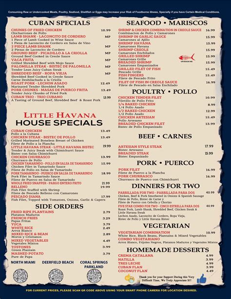 Deerfield Beach Authentic Cuban Food Menu - Little Havana Restaurant