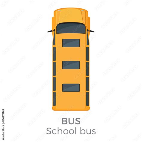 School Bus Icon Top View Flat Vector Illustration Stock Vector | Adobe ...