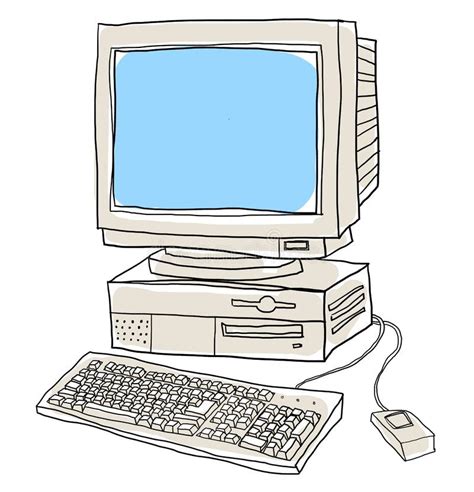 Old Computer Desktop Art Illustration Stock Illustration - Illustration ...