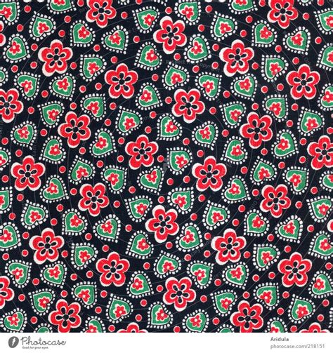 Fabric pattern, flowers and hearts - a Royalty Free Stock Photo from ...