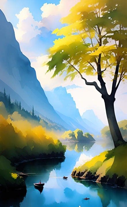 Download Nature-Inspired, Landscape Art, Watercolor Painting. Royalty ...