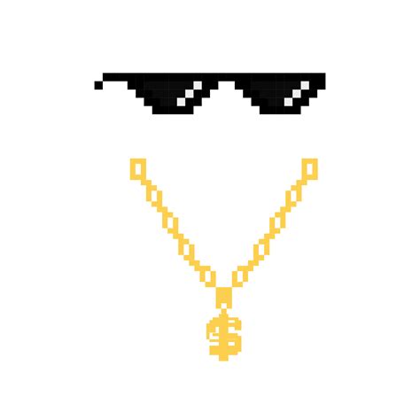 Black thug life meme glasses in pixel art style 4567680 Vector Art at ...