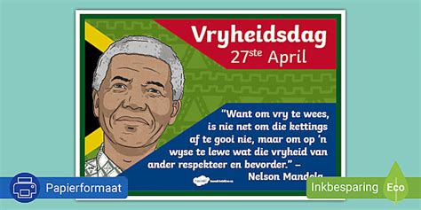 Suid-Afrika Vryheidsdag 27 April Vertoonplakkaat - Twinkl