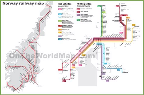 Norway railway map - Ontheworldmap.com