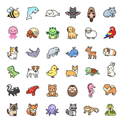 a bunch of different types of animals on a white background