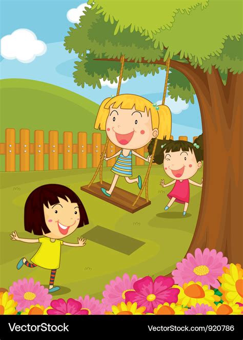 Cartoon of kids in the park Royalty Free Vector Image