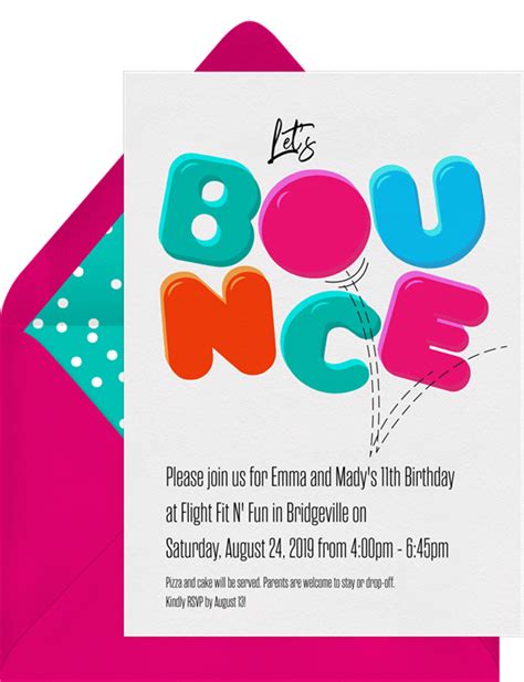 Let's Bounce Invitations in Red | Greenvelope.com