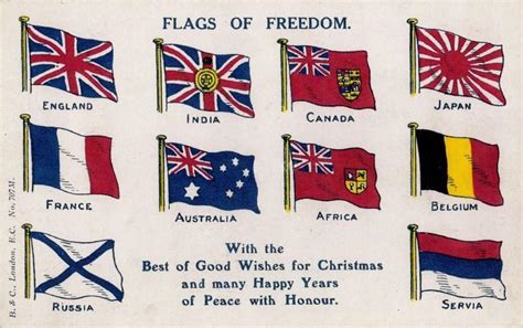 Postcard from the Great War with the "Flags of Freedom". : r/vexillology