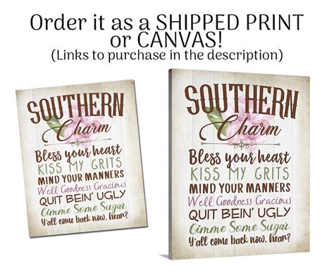 Southern Sayings Southern Quotes Printable Wall Art - Etsy