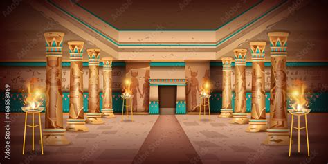 Ancient Egypt temple interior background, vector pharaoh pyramid tomb ...