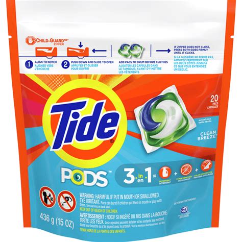 Tide Pods 3 In 1 Detergent+Stain Remover+Color Protector Ocean Mist ...