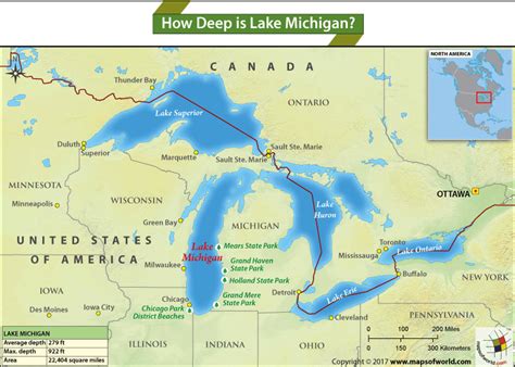 Map of Lake Michigan in North America - Answers