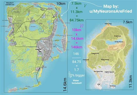 New Leaked Gta 6 Vice City Map Size Comparison To Gta 5s Los Santos ...