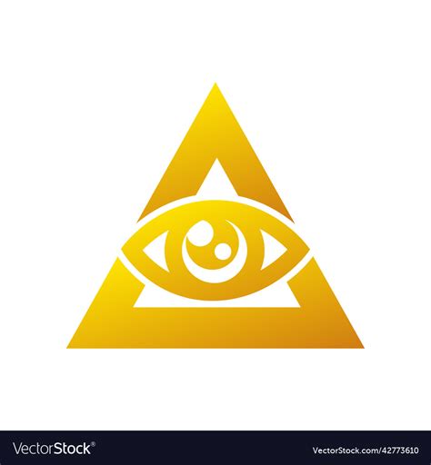 All-seeing eye golden pyramid Royalty Free Vector Image