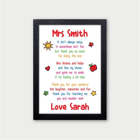 Teacher Poem Thank You Teacher Gift End of Year Teacher - Etsy UK