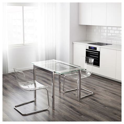 GLIVARP transparent, chrome-plated, Extendable table, Length: 75 cm ...