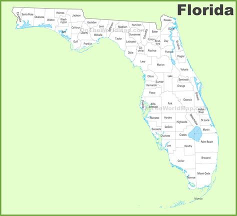 Counties In Florida Map - Map Of Florida