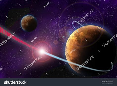 Illustration Deep Space Planet Laser Beam Stock Photo 48927817 ...