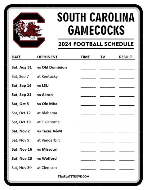 2024 Usc Gamecock Football Schedule - Xenia Karoline