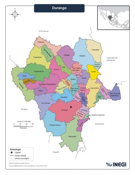 Mapa de Durango con municipios | Estado de Durango México | Mapas.top