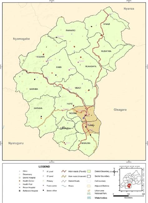 Administrative map of Huye district | Download Scientific Diagram