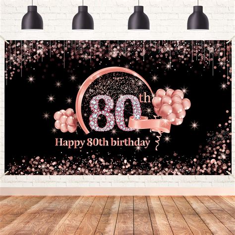 Buy Lnlofen Happy 80th Birthday Banner Backdrop Decorations for Women ...