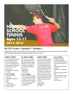 Fillable Online HIGH SCHOOL TENNIS - Kingsbury Club Fax Email Print ...