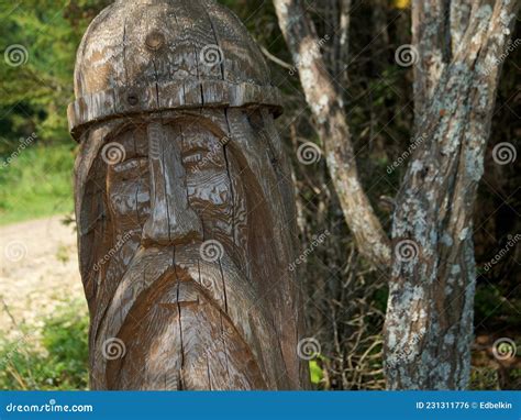 A Wooden Statue, an Image of a Slavic God. Stock Photo - Image of totem ...