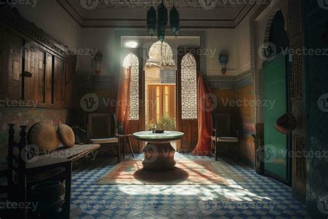 Interior of the colorful Moroccan riad, created with 23825110 Stock ...