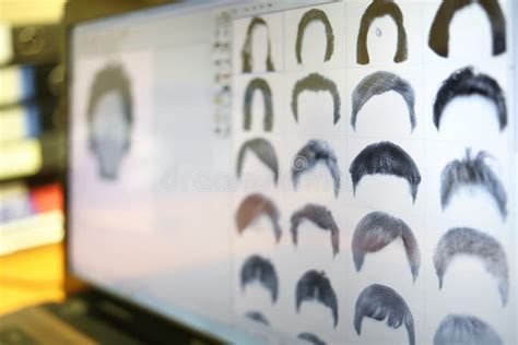 Examples of Different Hair for Identikit on Stock Photo - Image of face ...