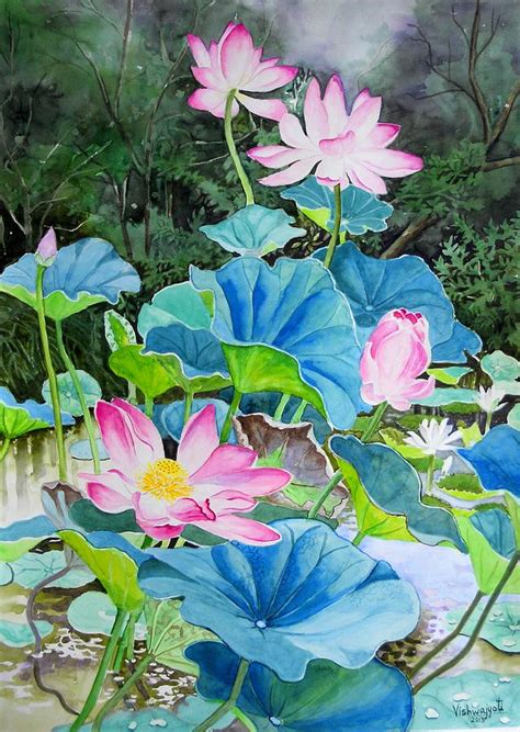 Lotus Pond 2 Painting by Vishwajyoti Mohrhoff - Fine Art America