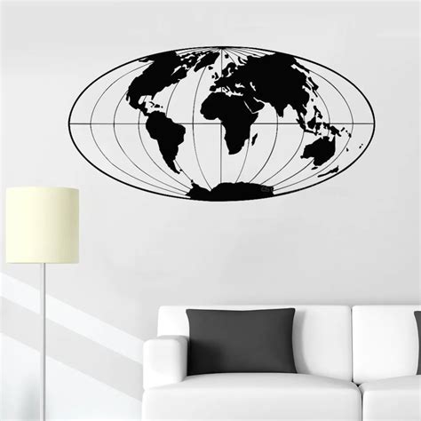 World Map Wall Decal Office Decor Planet Earth Geographical Globe World ...