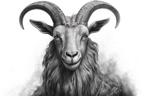 Premium AI Image | A drawing of a goat with horns and a head that sa