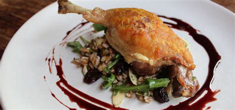 Duck Confit with Cherry-Balsamic Glaze and Farro Salad | Seven Hills Winery