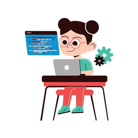 Premium Vector | Girl coding with laptop illustration