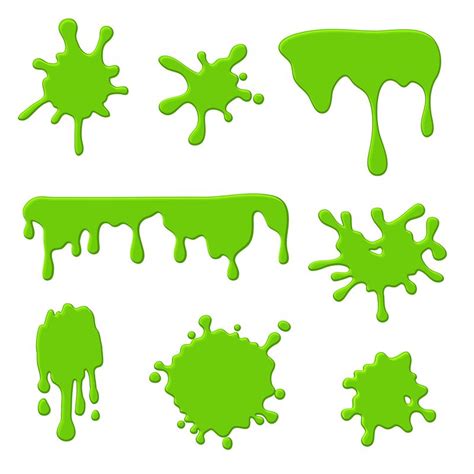 Green slime. Goo spooky dripping liquid, blots and splashes. Border fo ...