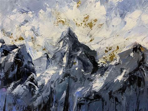 Snow Mountain Oil Painting Original Winter Oil Painting on - Etsy