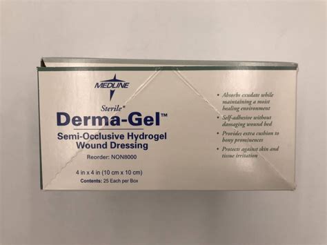 MEDLINE NON8000 Derma-Gel Semi-Occlusive Hydrogel Wound Dressing 4″x4 ...