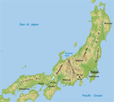 Japan mountains map - Map of mountains in japan (Eastern Asia - Asia)