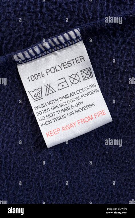 Polyester clothes wash care instructions label, England, UK Stock Photo ...