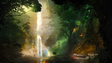 2560x1440 Resolution Jungle Deer Boat Forest Landscape Nature 1440P ...