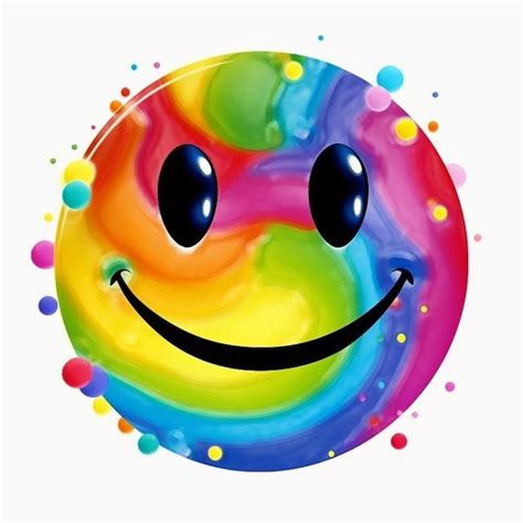 Premium AI Image | A close up of a smiley face with a rainbow swirl on ...