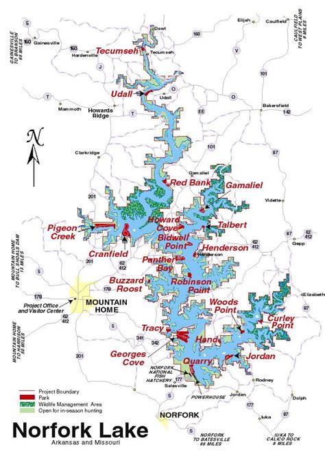 Lake Norfork Lake Map Arkansas Ozark Mountains Near Mountain Home ...