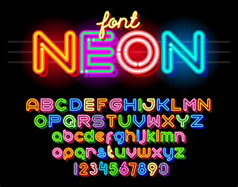 Neon font colorful vector free download