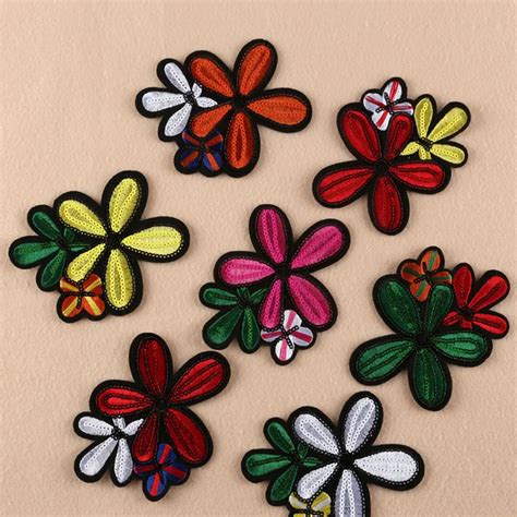 7PCS DIY Patches Stickers Flowers Iron on Embroidered Patch Sew on ...