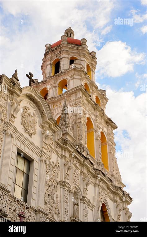 Architecture of historic centre of Puebla, Mexico. The city was founded ...