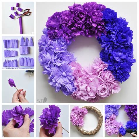 Creative Ideas - DIY Ombre Crepe Paper Flower Wreath