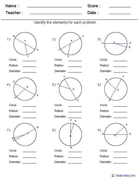 Radius And Diameter Worksheets Answers